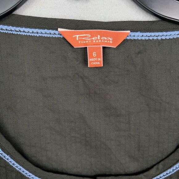 Tommy Bahama Shirt Womens 6 Grey Blue Embroidered Linen Boho Tunic Top Relax - Picture 5 of 16